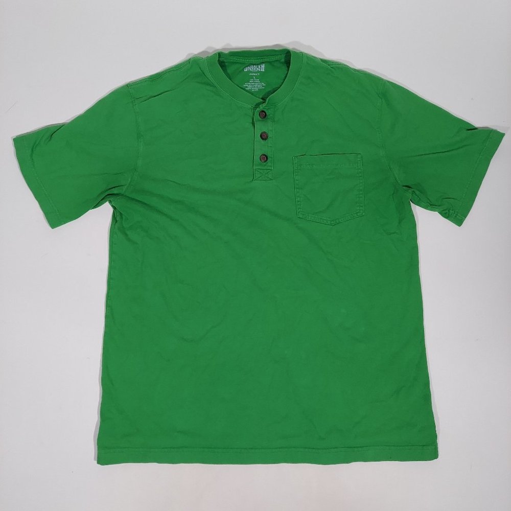 Duluth Trading Mens L Green Shirt Collared Longtail T w/ Pocket